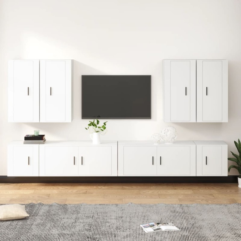 vidaXL 8-tlg. TV-Schrank-Set Weiß Holzwerkstoff vidaXL 8-tlg. TV-Schrank-Set Weiß Holzwerkstoff