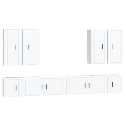 vidaXL 8-tlg. TV-Schrank-Set Weiß Holzwerkstoff