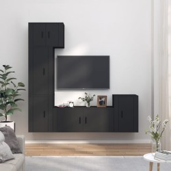 vidaXL 5-tlg. TV-Schrank-Set Schwarz Holzwerkstoff