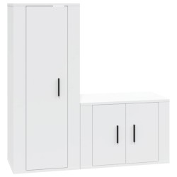 vidaXL 2-tlg. TV-Schrank-Set Weiß Holzwerkstoff
