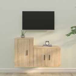 vidaXL 2-tlg. TV-Schrank-Set Sonoma-Eiche Holzwerkstoff
