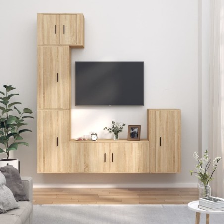 vidaXL 5-tlg. TV-Schrank-Set Sonoma-Eiche Holzwerkstoff