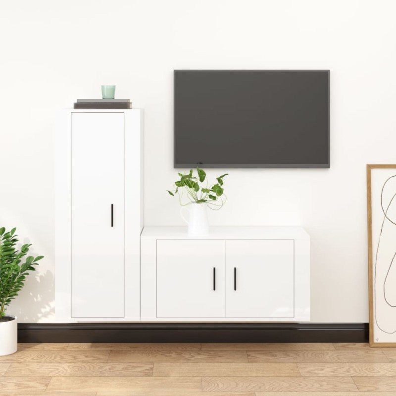 vidaXL 2-tlg. TV-Schrank-Set Hochglanz-Weiß Holzwerkstoff vidaXL 2-tlg. TV-Schrank-Set Hochglanz-Weiß Holzwerkstoff