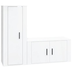 vidaXL 2-tlg. TV-Schrank-Set Hochglanz-Weiß Holzwerkstoff