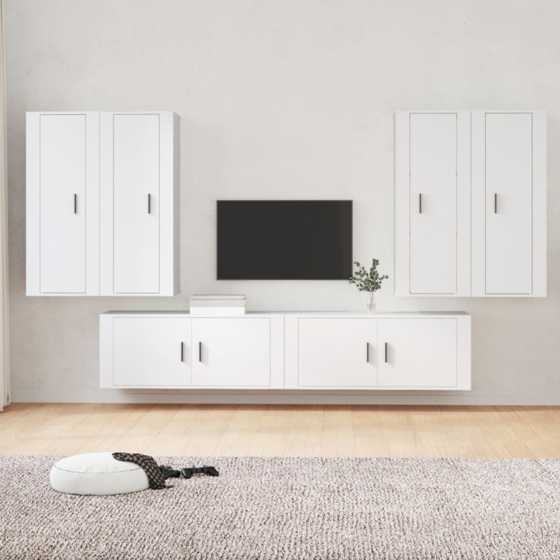 vidaXL 6-tlg. TV-Schrank-Set Weiß Holzwerkstoff vidaXL 6-tlg. TV-Schrank-Set Weiß Holzwerkstoff