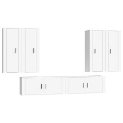 vidaXL 6-tlg. TV-Schrank-Set Weiß Holzwerkstoff