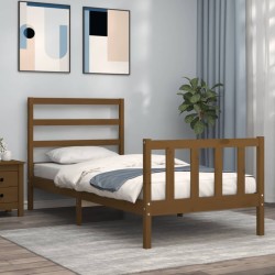 vidaXL Massivholzbett mit Kopfteil Honigbraun 100x200 cm