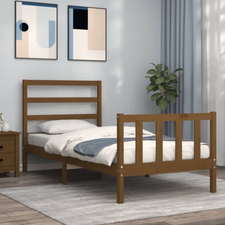 vidaXL Massivholzbett mit Kopfteil Honigbraun 100x200 cm