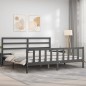 vidaXL Bettgestell mit Kopfteil Grau 180x200 cm Massivholz vidaXL Bettgestell mit Kopfteil Grau 180x200 cm Massivholz