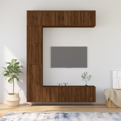 vidaXL 7-tlg. TV-Schrank-Set Braun Eichen-Optik Holzwerkstoff