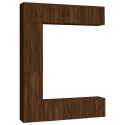 vidaXL 7-tlg. TV-Schrank-Set Braun Eichen-Optik Holzwerkstoff