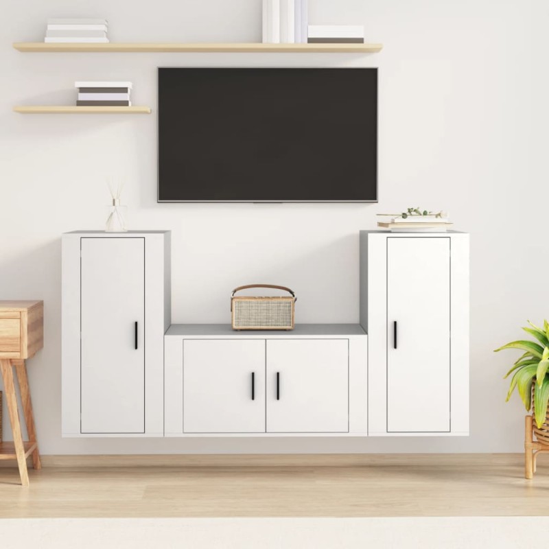 vidaXL 3-tlg. TV-Schrank-Set Weiß Holzwerkstoff vidaXL 3-tlg. TV-Schrank-Set Weiß Holzwerkstoff