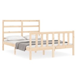 vidaXL Massivholzbett mit Kopfteil 140x190 cm