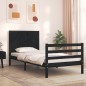 vidaXL Massivholzbett mit Kopfteil Schwarz 90x200 cm vidaXL Massivholzbett mit Kopfteil Schwarz 90x200 cm