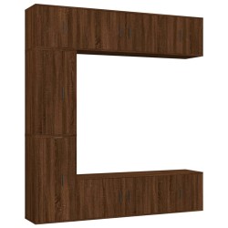 vidaXL 7-tlg. TV-Schrank-Set Braun Eichen-Optik Holzwerkstoff