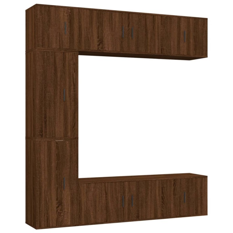 vidaXL 7-tlg. TV-Schrank-Set Braun Eichen-Optik Holzwerkstoff vidaXL 7-tlg. TV-Schrank-Set Braun Eichen-Optik Holzwerkstoff