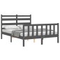 vidaXL Massivholzbett mit Kopfteil Grau 140x190 cm vidaXL Massivholzbett mit Kopfteil Grau 140x190 cm