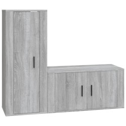 vidaXL 2-tlg. TV-Schrank-Set Grau Sonoma Holzwerkstoff