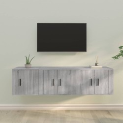 vidaXL 3-tlg. TV-Schrank-Set Grau Sonoma Holzwerkstoff