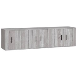 vidaXL 3-tlg. TV-Schrank-Set Grau Sonoma Holzwerkstoff