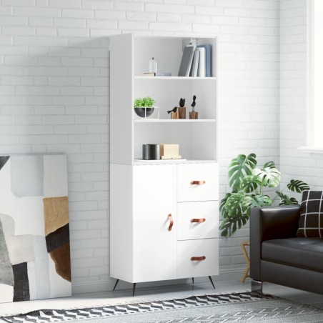 vidaXL Highboard Hochglanz-Weiß 69,5x34x180 cm Holzwerkstoff