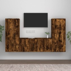 vidaXL 3-tlg. TV-Schrank-Set Räuchereiche Holzwerkstoff