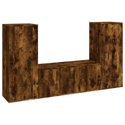 vidaXL 3-tlg. TV-Schrank-Set Räuchereiche Holzwerkstoff