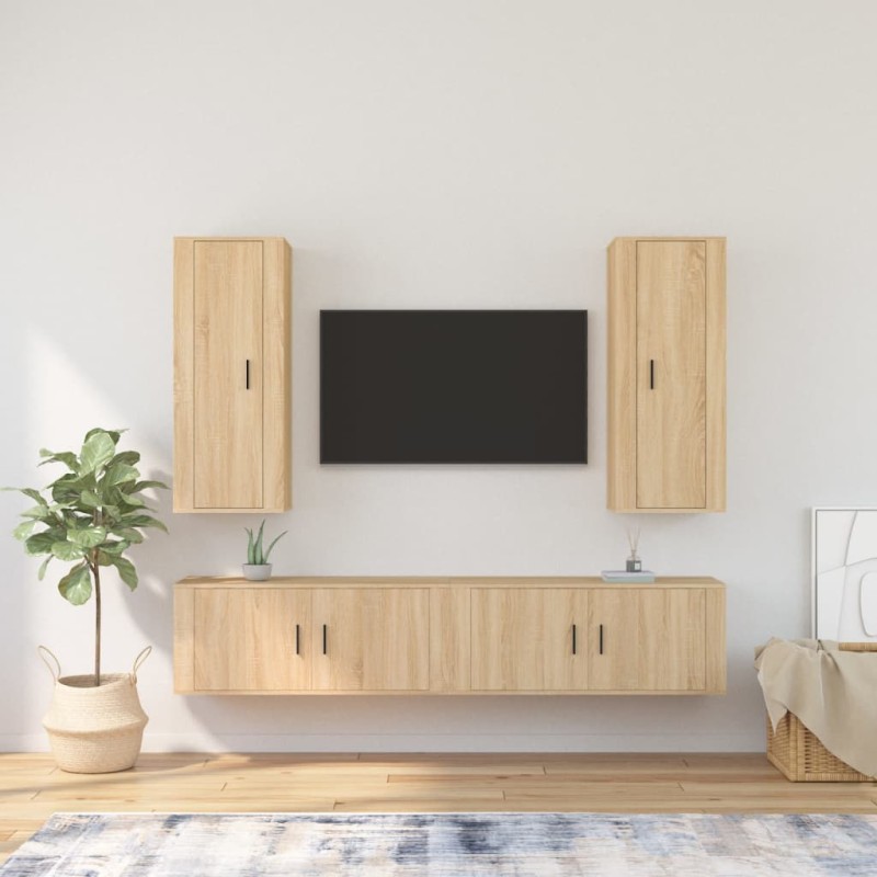 vidaXL 4-tlg. TV-Schrank-Set Sonoma-Eiche Holzwerkstoff vidaXL 4-tlg. TV-Schrank-Set Sonoma-Eiche Holzwerkstoff