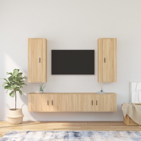 vidaXL 4-tlg. TV-Schrank-Set Sonoma-Eiche Holzwerkstoff