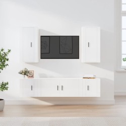 vidaXL 5-tlg. TV-Schrank-Set Hochglanz-Weiß Holzwerkstoff