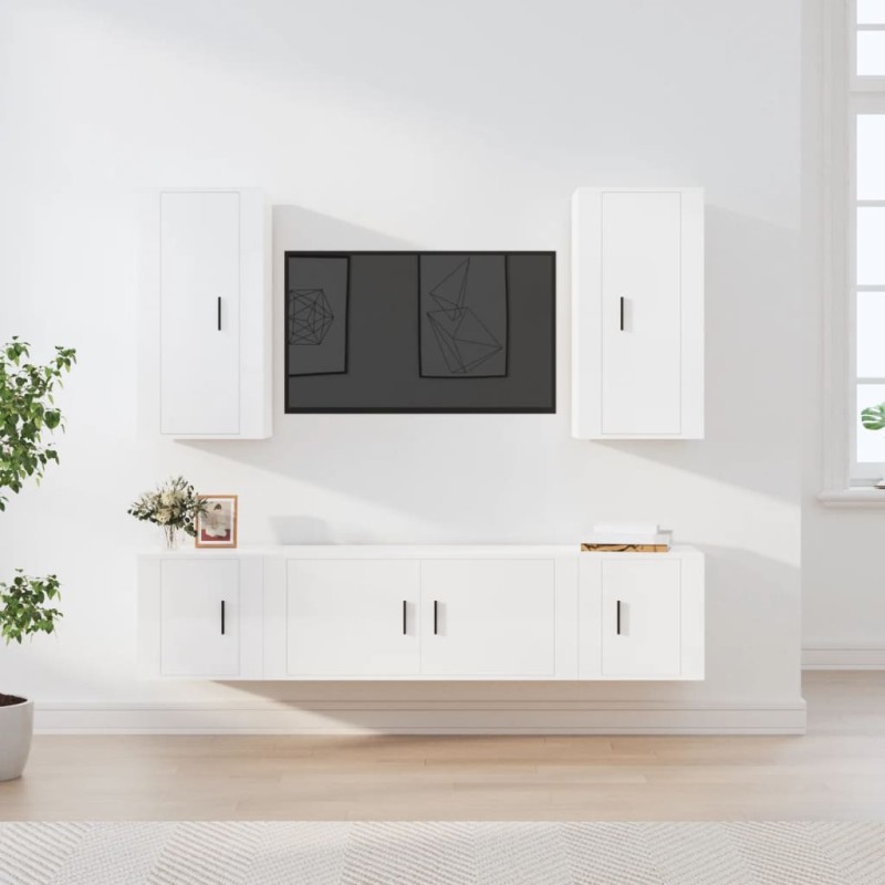 vidaXL 5-tlg. TV-Schrank-Set Hochglanz-Weiß Holzwerkstoff vidaXL 5-tlg. TV-Schrank-Set Hochglanz-Weiß Holzwerkstoff