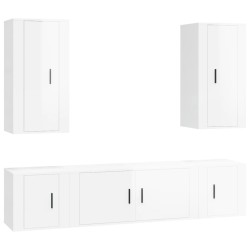 vidaXL 5-tlg. TV-Schrank-Set Hochglanz-Weiß Holzwerkstoff