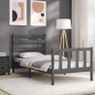 vidaXL Massivholzbett mit Kopfteil Grau 90x200 cm vidaXL Massivholzbett mit Kopfteil Grau 90x200 cm