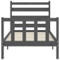 vidaXL Massivholzbett mit Kopfteil Grau 90x200 cm vidaXL Massivholzbett mit Kopfteil Grau 90x200 cm