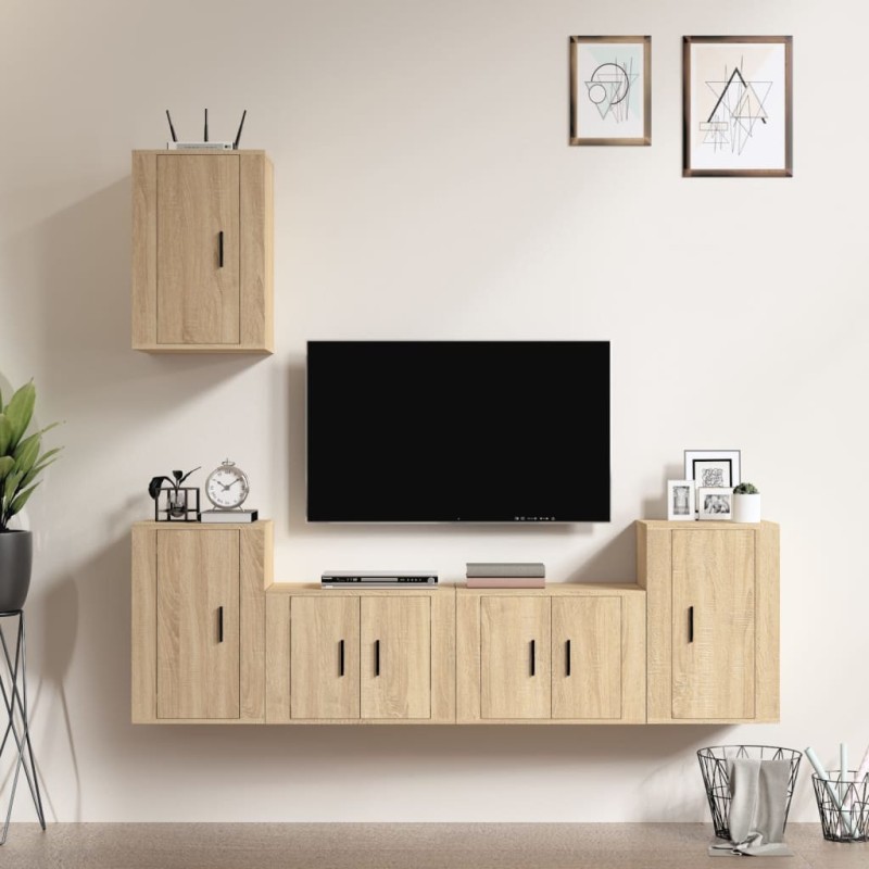 vidaXL 5-tlg. TV-Schrank-Set Sonoma-Eiche Holzwerkstoff vidaXL 5-tlg. TV-Schrank-Set Sonoma-Eiche Holzwerkstoff