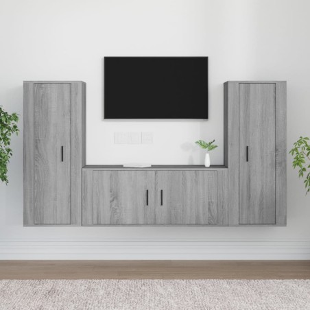 vidaXL 3-tlg. TV-Schrank-Set Grau Sonoma Holzwerkstoff