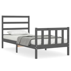 vidaXL Massivholzbett mit Kopfteil Grau 100x200 cm