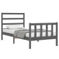 vidaXL Massivholzbett mit Kopfteil Grau 100x200 cm vidaXL Massivholzbett mit Kopfteil Grau 100x200 cm