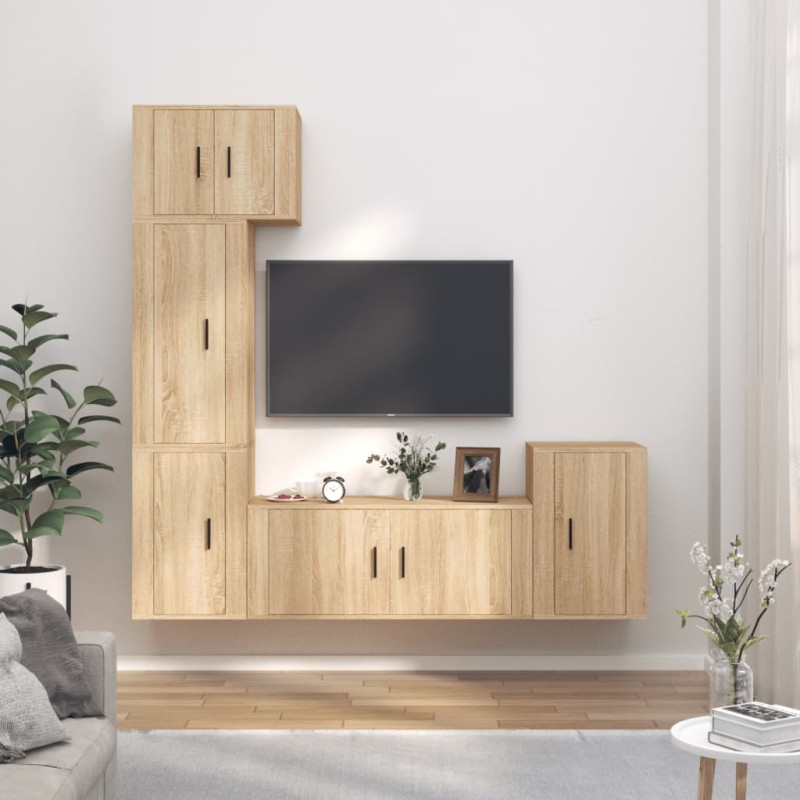 vidaXL 5-tlg. TV-Schrank-Set Sonoma-Eiche Holzwerkstoff vidaXL 5-tlg. TV-Schrank-Set Sonoma-Eiche Holzwerkstoff