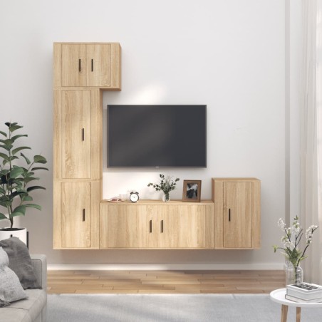 vidaXL 5-tlg. TV-Schrank-Set Sonoma-Eiche Holzwerkstoff