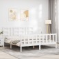 vidaXL Massivholzbett mit Kopfteil Weiß 180x200 cm vidaXL Massivholzbett mit Kopfteil Weiß 180x200 cm