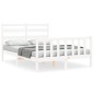 vidaXL Massivholzbett mit Kopfteil Weiß 140x190 cm vidaXL Massivholzbett mit Kopfteil Weiß 140x190 cm