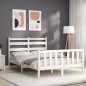 vidaXL Massivholzbett mit Kopfteil Weiß 140x190 cm vidaXL Massivholzbett mit Kopfteil Weiß 140x190 cm