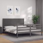 vidaXL Massivholzbett mit Kopfteil Grau vidaXL Massivholzbett mit Kopfteil Grau