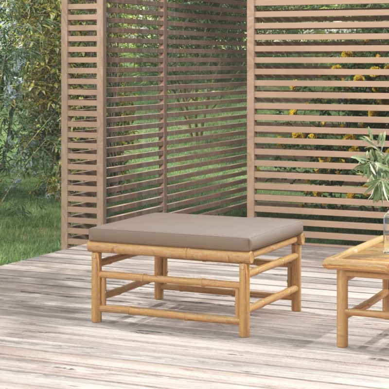 Gartenhocker mit Taupe Kissen Bambus Gartenhocker mit Taupe Kissen Bambus