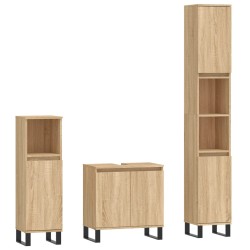 vidaXL 3-tlg. Badmöbel-Set Sonoma-Eiche Holzwerkstoff