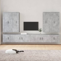 vidaXL 8-tlg. TV-Schrank-Set Betongrau Holzwerkstoff