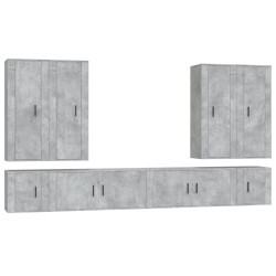 vidaXL 8-tlg. TV-Schrank-Set Betongrau Holzwerkstoff