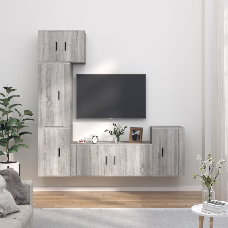vidaXL 5-tlg. TV-Schrank-Set Grau Sonoma Holzwerkstoff vidaXL 5-tlg. TV-Schrank-Set Grau Sonoma Holzwerkstoff