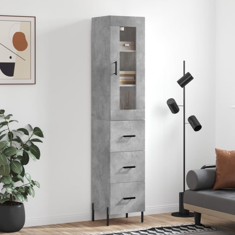 vidaXL Highboard Betongrau 34,5x34x180 cm Holzwerkstoff vidaXL Highboard Betongrau 34,5x34x180 cm Holzwerkstoff